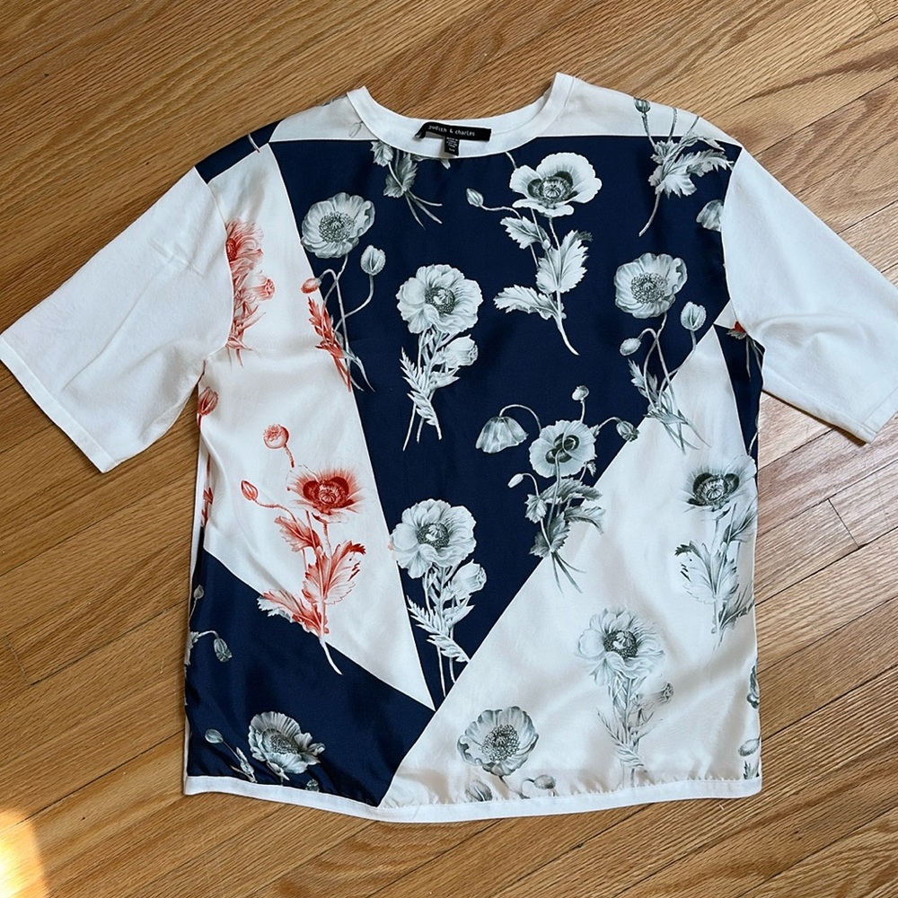 Judith and Charles floral print silk-like shirt